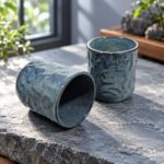 Blue Gray Textured Ceramic Mug - Image 2