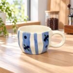 Blue Patchwork Floral Ceramic Mug - Image 2