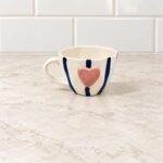 Blue Stripe Pink Heart Ceramic Cup - Image 2