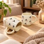 Cream Cherry Botanical Ceramic Mug