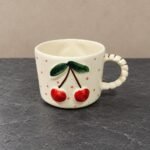 Cream Cherry Bow Ceramic Mug - Image 2