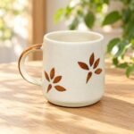 Cream Navy Leaf Ceramic Mug - Image 2