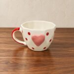 Cream Pink Heart Face Ceramic Mug