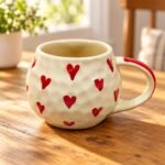 Cream Red Heart Ceramic Mug - Image 2