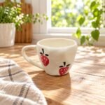Cream Red Strawberry Ceramic Mug