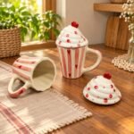 Cupcake Design Ceramic Mug With Lid