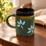 Dark Green Flower Ceramic Mug - Image 2