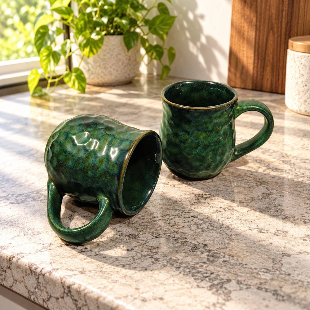deep-green-glazed-ceramic-mug-01-tcc-092 Deep Green Glazed Ceramic Mug - Image 1