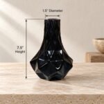 Faceted Long Neck Ceramic Vase - Image 3