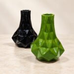 Faceted Long Neck Ceramic Vase - Image 2