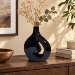 Flame Cutout Ceramic Vase
