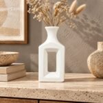Flared Neck Window Ceramic Bottle Vase