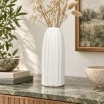 Fluted Oval Ceramic Vase