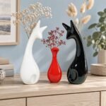 Fork Neck Ceramic Vases Set of 3