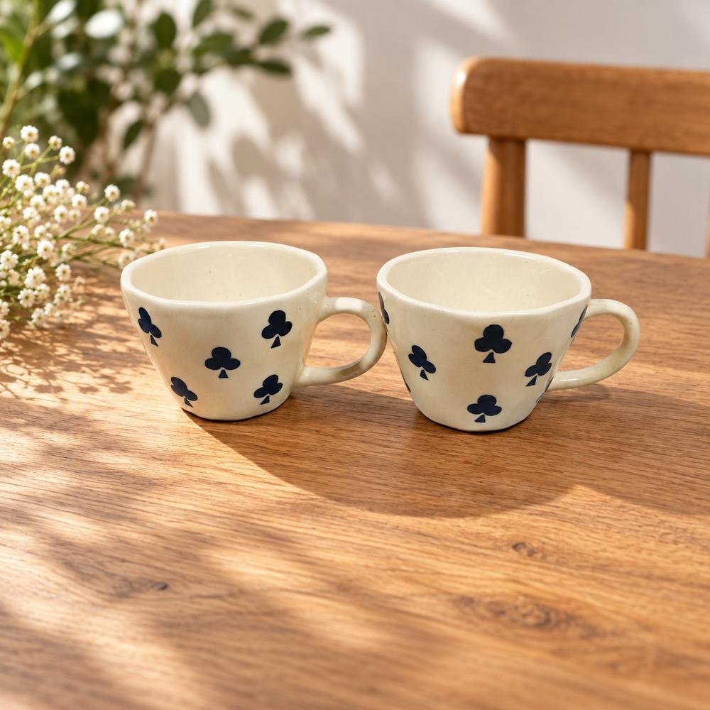green-clover-print-ceramic-cup-01-tcc-087 Green Clover Print Ceramic Cup - Image 1