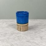 Green Cream Striped Ceramic Tumbler - Image 2