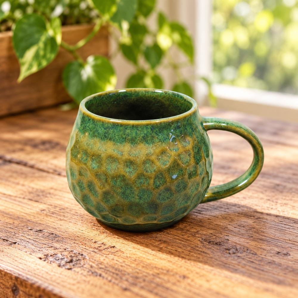 green-mottled-glaze-ceramic-mug-01-tcc-145 Green Mottled Glaze Ceramic Mug - Image 1