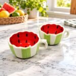 Green Red Watermelon Ceramic Bowl
