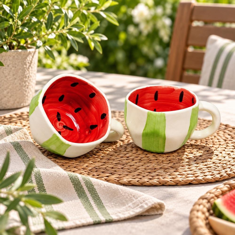 green-red-watermelon-ceramic-cup-01-tcc-069 Green Red Watermelon Ceramic Cup - Image 1