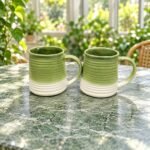Green Ribbed Ceramic Mug