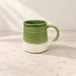 Green Ribbed Ceramic Mug - Image 2