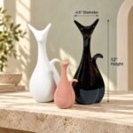 Handled Fork Neck Ceramic Vases Set of 3 - Image 3