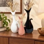 Handled Fork Neck Ceramic Vases Set of 3