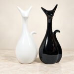 Handled Fork Neck Ceramic Vases Set of 3 - Image 2