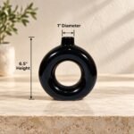 Black White Medium Circular Ring Ceramic Vase - Image 3