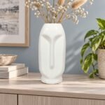 Narrow Mouth Face Ceramic Vase