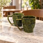 Pink Stripe Red Heart Ceramic Mug