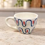 Red Blue Wave Ceramic Cup - Image 2