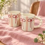 Red Bow Line Art Ceramic Mug