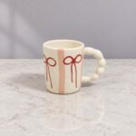 Red Bow Line Art Ceramic Mug - Image 2