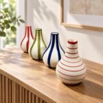 Red Striped Ceramic Vase