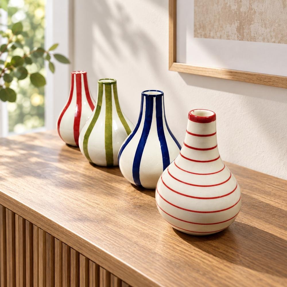 red-striped-ceramic-vase-01-tcc-110 Red Striped Ceramic Vase - Image 1