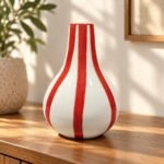 Red Striped Ceramic Vase - Image 2
