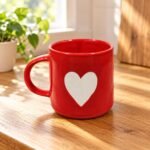 Red White Heart Ceramic Mug