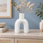 Ribbed Arch Ceramic Vase