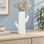 Ribbed Cactus Ceramic Vase