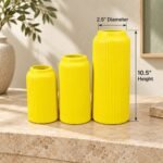 Ribbed Cylinder Ceramic Vases Set of 3 - Image 3