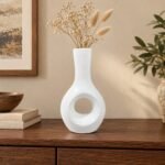 Round Window Long Neck Ceramic Vase