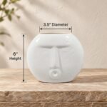 Rounded Face Relief Ceramic Vase - Image 2