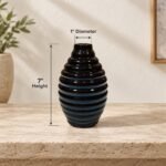 Rounded Ribbed Ceramic Vase - Image 3