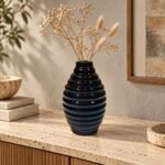 Rounded Ribbed Ceramic Vase