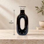 Black White Short Oval Loop Ceramic Vase - Image 3