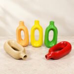 Multicolor Short Oval Loop Ceramic Vase - Image 2