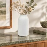 Short Ribbed Bottle Ceramic Vase