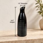 Slanted Neck Ribbed Ceramic Vase - Image 3