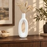 Slender Oval Loop Ceramic Vase